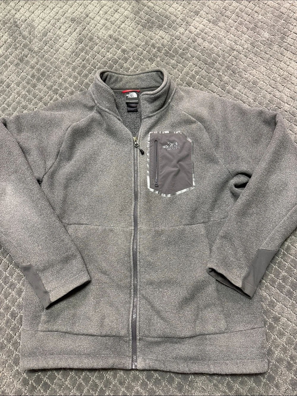 The North Face Gray Zip-Up Fleece Jacket with Chest Pocket